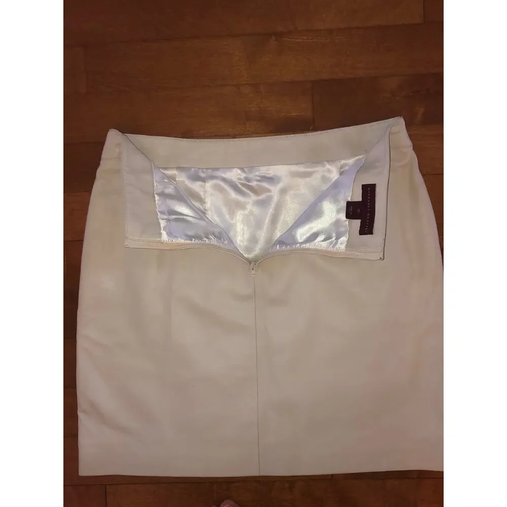 American Vintage Y2K Margaret Godfrey leather ivory skirt size 14